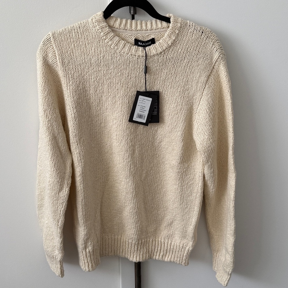 NWT! Naadam Chunky Cotton Crewneck Sweater, size S!